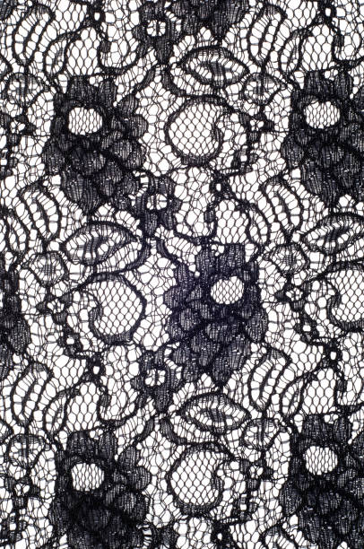 istock The texture of fabric lace, black color 836618596