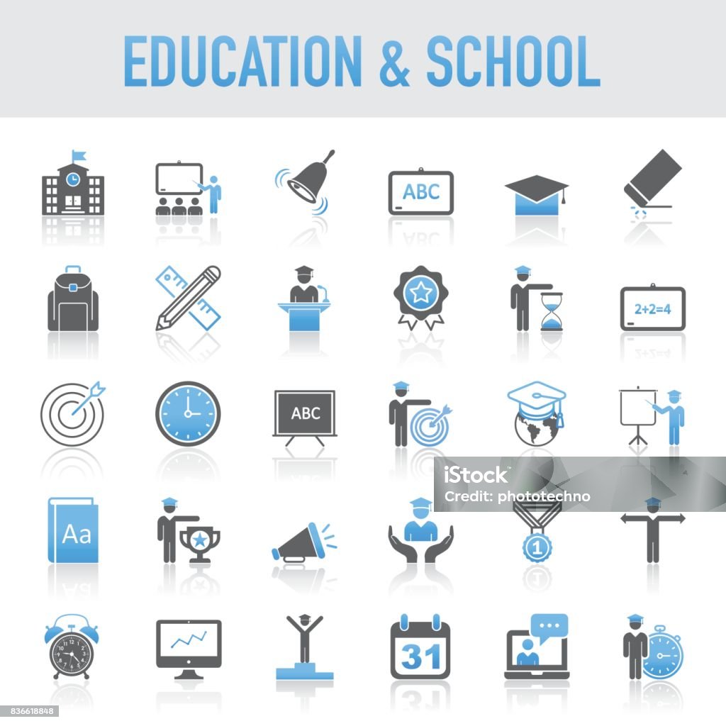 Modern Universal Education And School Icons Set Education stock vector