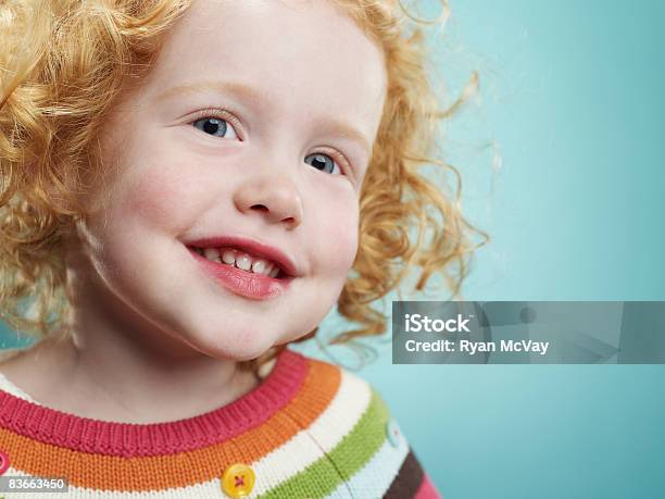 Portrait Of A Smiling 3 Year Old Girl Stock Photo - Download Image Now - 2-3 Years, Studio Shot, Contemplation