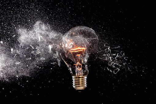 real explosion of vintage electric bulb high speed photography