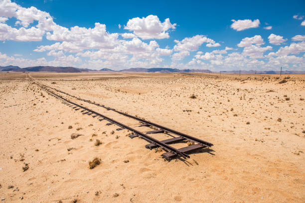 istock Abandoned railway tracks in the desert, Namibia 836648536