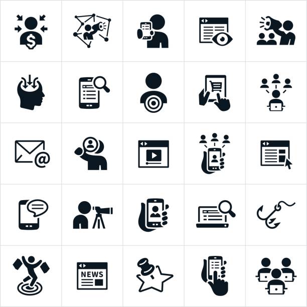 ilustrações de stock, clip art, desenhos animados e ícones de digital marketing icons - website icons
