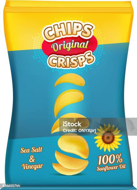 Package Design Of Snacks Or Chips Vector Template Stock Illustration - Download Image Now - Potato Chip, Sack, Bag