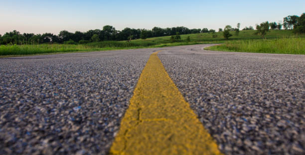 istock Low Angle Shot of Yellow Line in Road 836662416