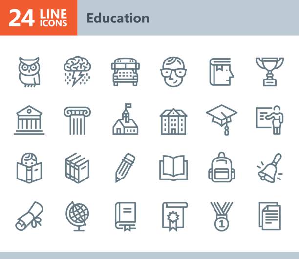Education - line vector icons Vector Line icons set. One icon consists of a single object. Files included: Vector EPS 10, HD JPEG 3000 x 2600 px animal internal organ stock illustrations