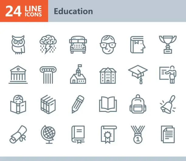 Vector illustration of Education - line vector icons