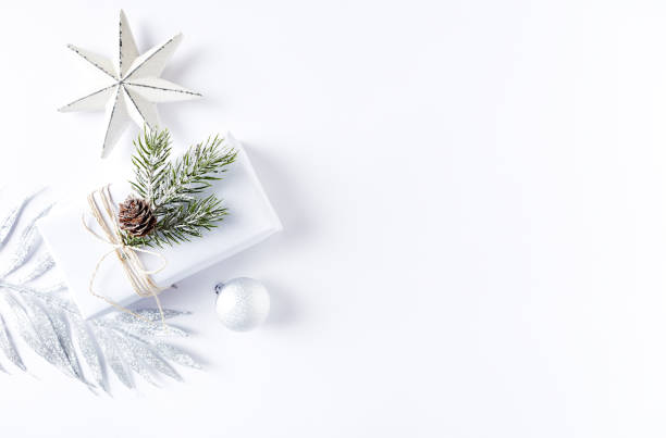 An Arrangement of Christmas Decorations and a Gift Box