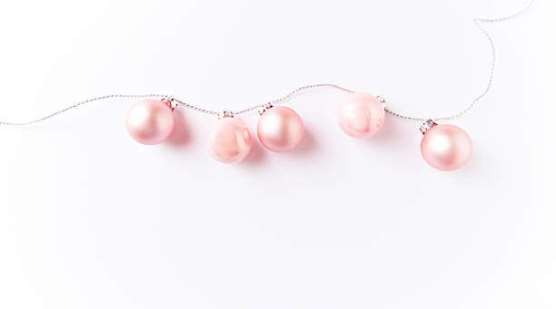 Pink Christmas Balls on a String stock photo