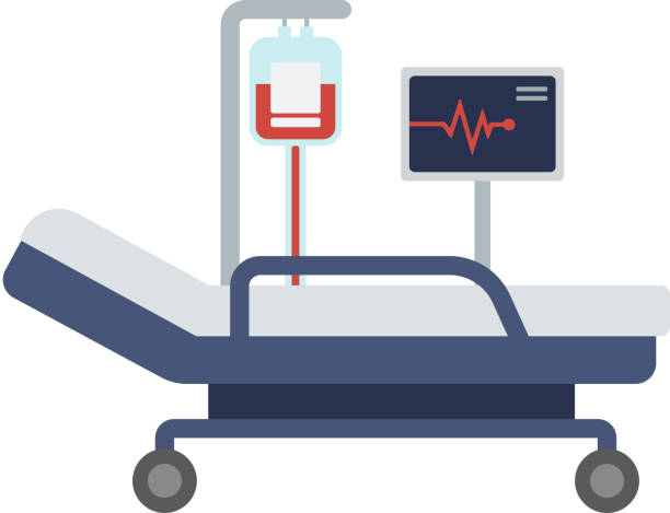 łóżko szpitalne ze sprzętem medycznym - hospital bed obrazy stock illustrations