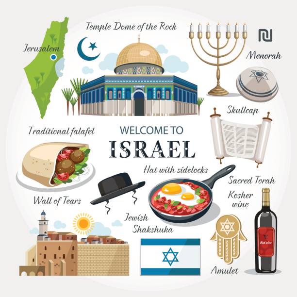 ilustraciones, imágenes clip art, dibujos animados e iconos de stock de ð  ðµñ  ð ° ñ  ñ  - travel east jerusalem israel