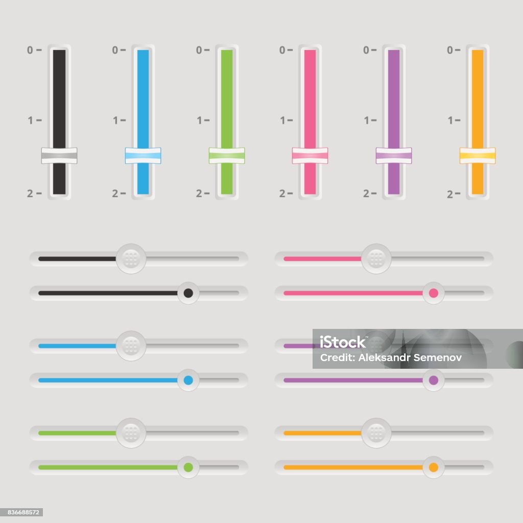 Sliding Color Coded Visual Code Colorful Horizontal And Vertical Sliders Ui Sliders Set Multicolor ...