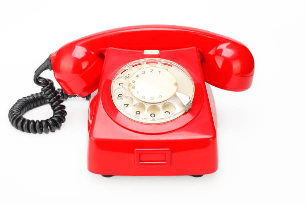 istock Red vintage phone on a white background 836689184