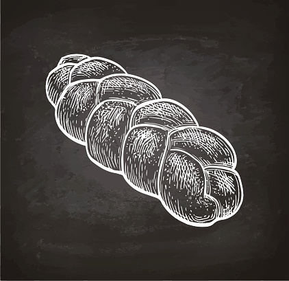 Chalk sketch of challah bread.