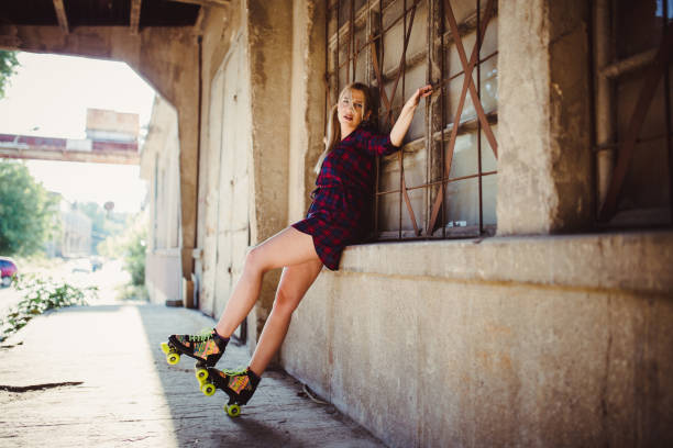 istock Beautiful woman on roller skates 836695380