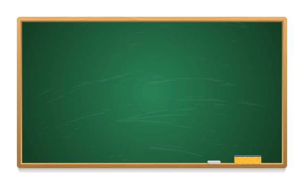 czysta deska szkolna kredą i gąbką - blackboard blank green frame stock illustrations