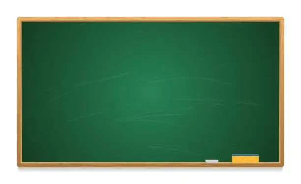 Vector illustration of Clean school board with chalk and sponge
