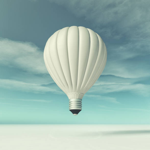 istock White hot air balloon flying 836698588
