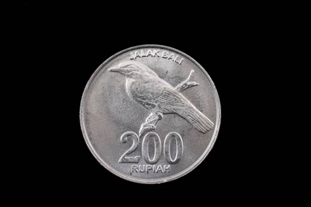 istock Indonesian 200 Rupiah coin close up on black 836698830