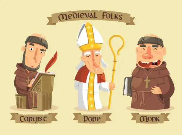 Vector illustration of Medieval characters set