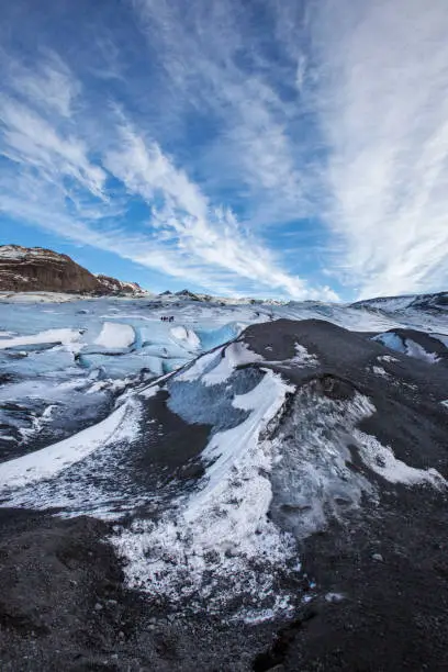 Sólheimajökull Glacier on the south coast of Iceland.