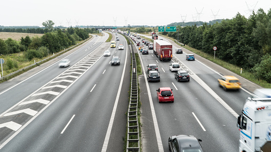 Traffic jam on E20 in Denmark
