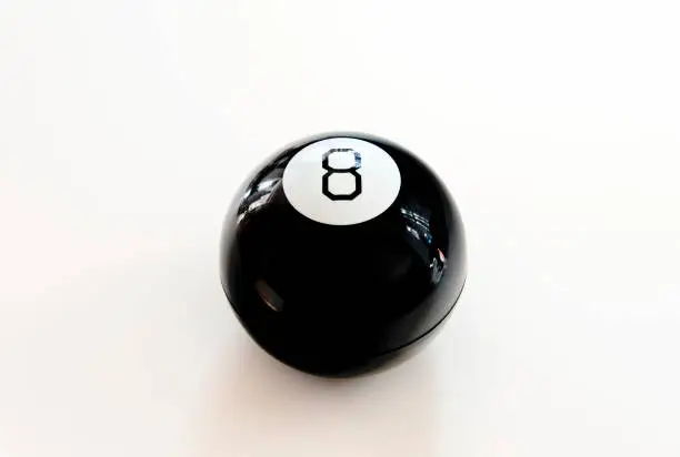 A shot of an eight ball for the billiard game