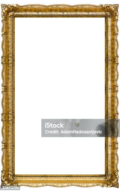 Old Gold Picture Frame Stock Photo - Download Image Now - Picture Frame, Border - Frame, Gold - Metal