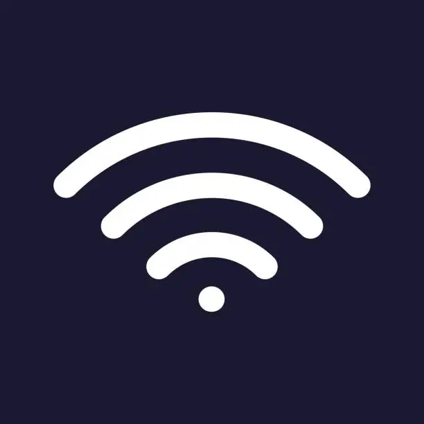 Vector illustration of Vector icon wi -fi  on a dark blue background.