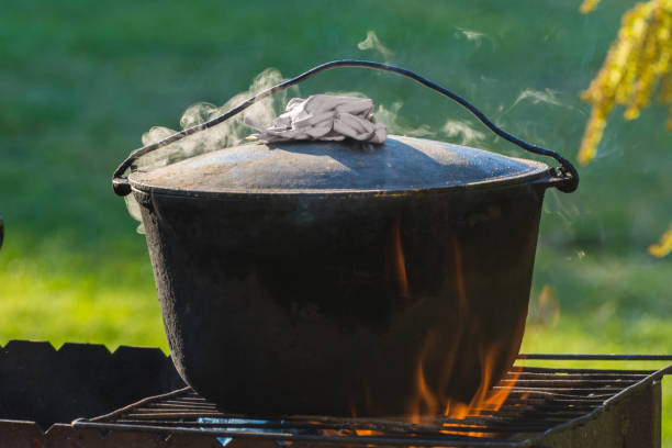 istock Cooking in the nature. Cauldron on fire in forest 836719204