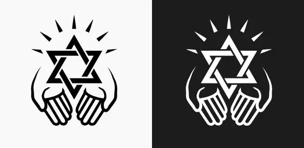 Vector illustration of Judaism Icon on Black and White Vector Backgrounds