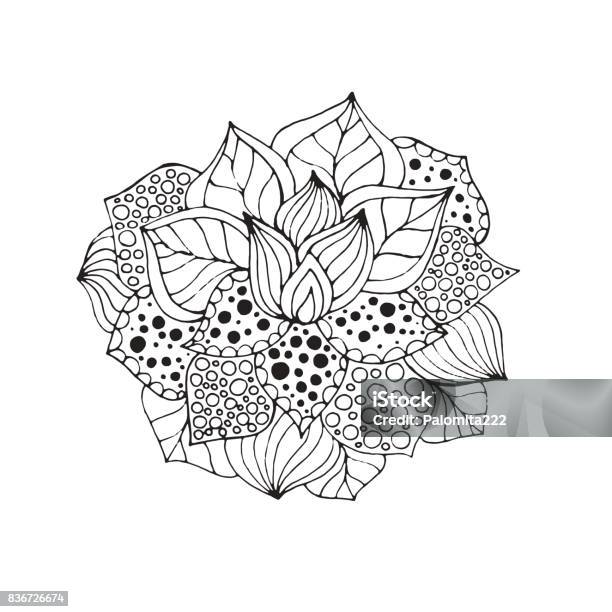 Henna Doodle Vector Flower Stock Illustration - Download Image Now - Abstract, Art, Aztec Pattern