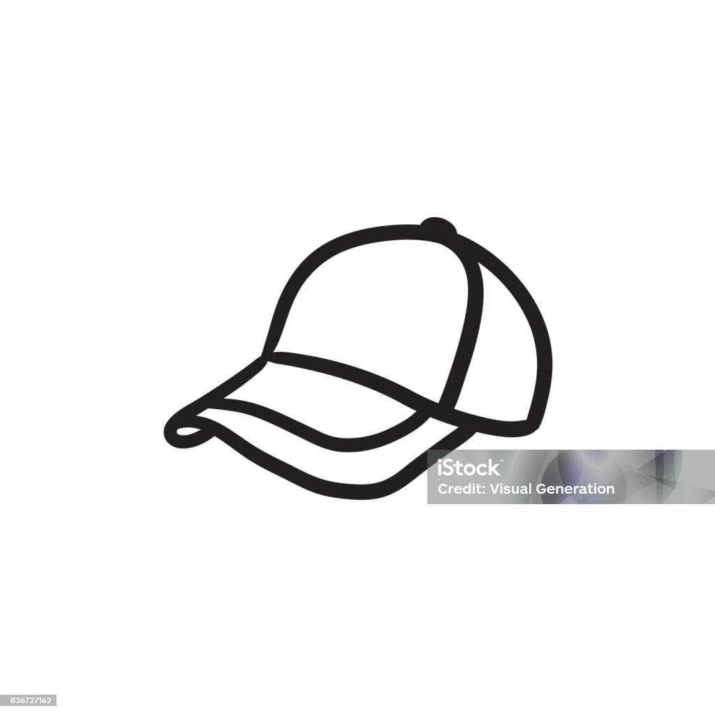 Icona dello schizzo del cappello da baseball - arte vettoriale royalty-free di Berretto