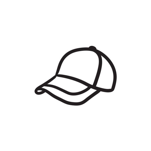 ikona szkicu czapki z daszkiem - baseball cap men style cap stock illustrations