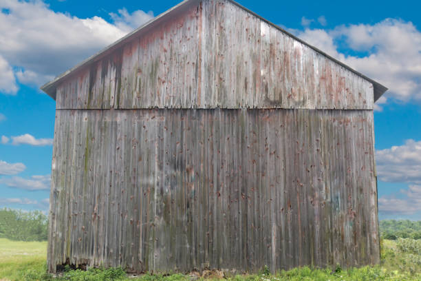 Side of Gray Rustic Weathered Tall Barn