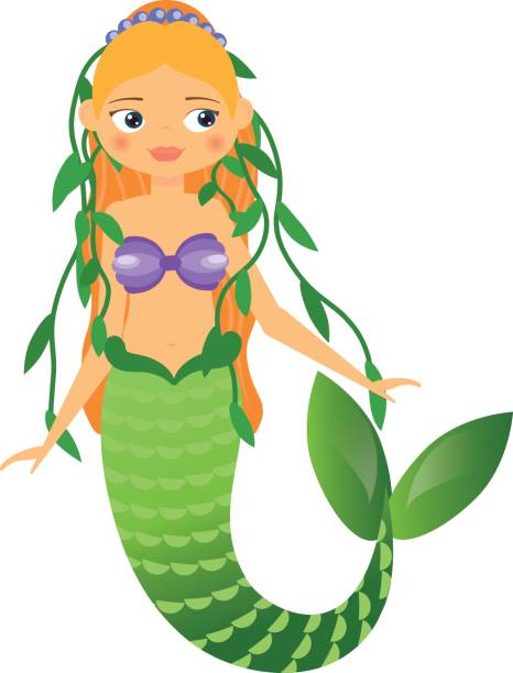 istock Cute Mermaid character with alga in hair. Cartoon Style. vector illustration 836747392