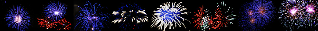 High-altitude fireworks photographed 2012 in Berlin,  Germany