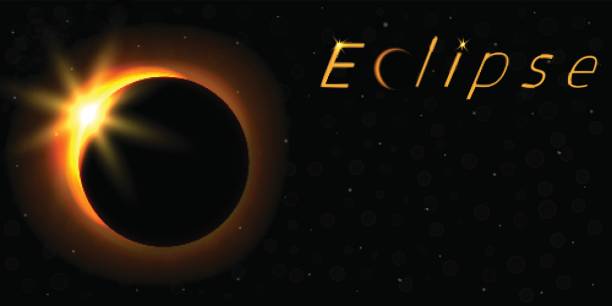 istock Solar eclipse card with text. Astronomical phenomenon of the closing of the shining sun by the moon. 836774128