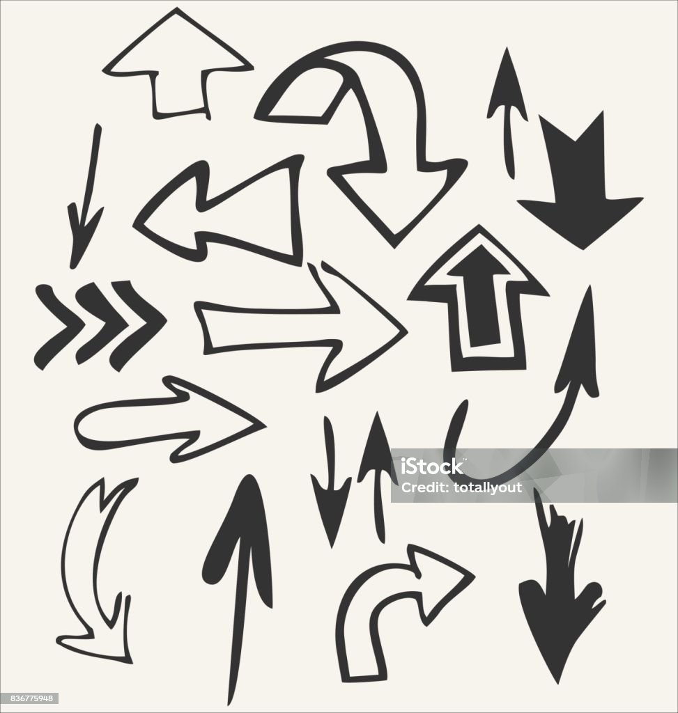 Bộ Vector Vẽ Tay Của Các Hình Dạng Mũi Tên Được Cô Lập Trên Màu ...