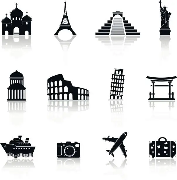 Vector illustration of Travel and landmarks icons