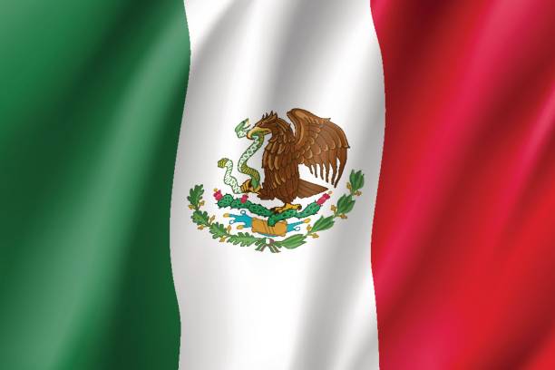 ilustraciones, imágenes clip art, dibujos animados e iconos de stock de realista icono de bandera méxico - bandera mexicana