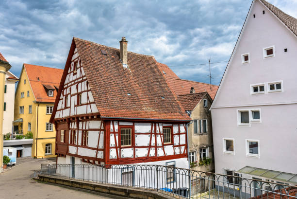 Typical half-timbered houses in the old town of Sigmaringen - Baden Wurttemberg, Germany