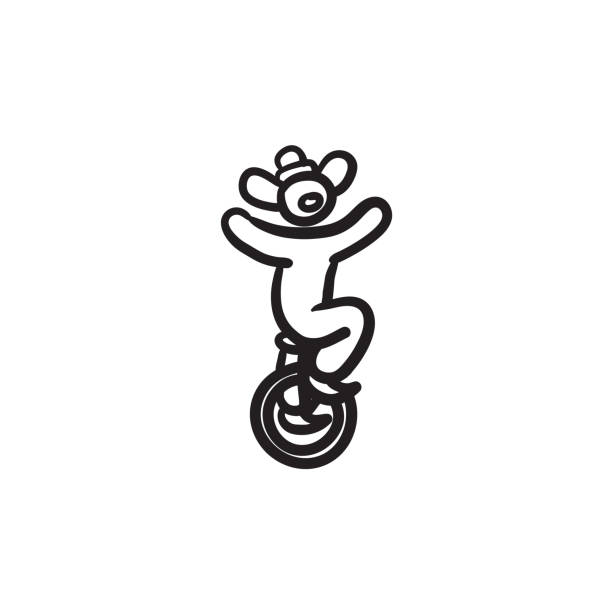illustrazioni stock, clip art, cartoni animati e icone di tendenza di icona dello schizzo della bicicletta a una ruota - bicycle playing cards
