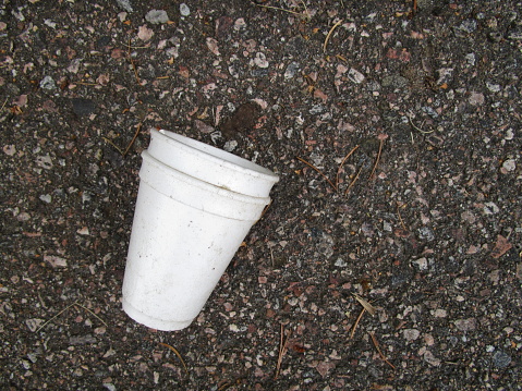 foam cup found on ground
