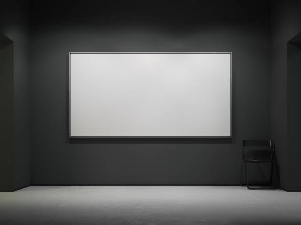 istock White blank canvas in the dark gallery. 3d rendering 836817448