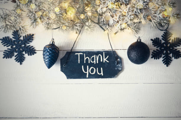 istock Black Christmas Plate, Fairy Light, Text Thank You 836817546