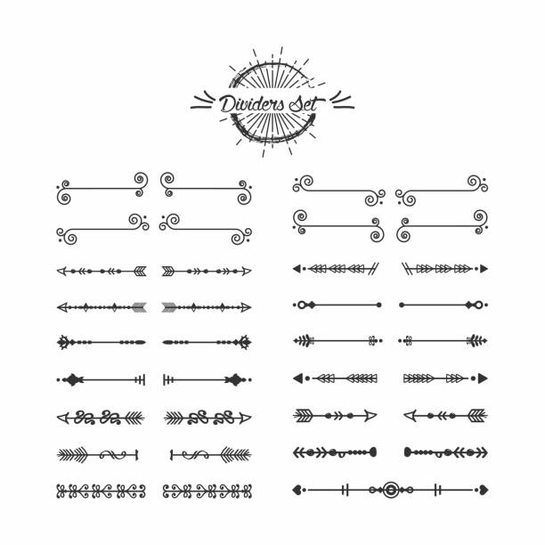 istock Black modern line silhouette dividers icons set on white background 836881700