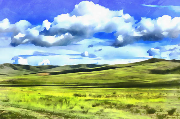 istock Landscape colorful painting with road 836888674