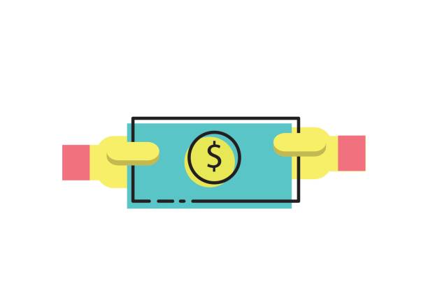 tranfer деньги в красочный дизайн линии - tranfer stock illustrations