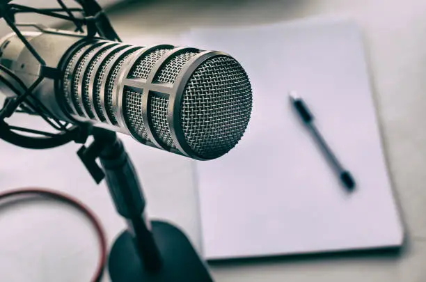 professional microphone in a radio Studio