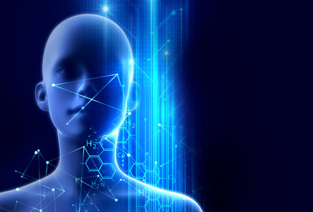 istock 3d illustration of virtual human on technology background. 836949590